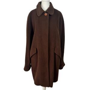 Roberto Verino Peacoat Women 12 Chocolate Brown Alpaca Wool Minimal Quite Luxury